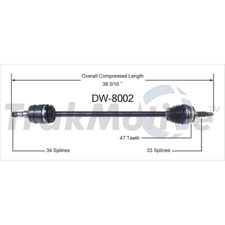 Surtrack Axle Cv Axle Shaft, DW-8002 DW-8002